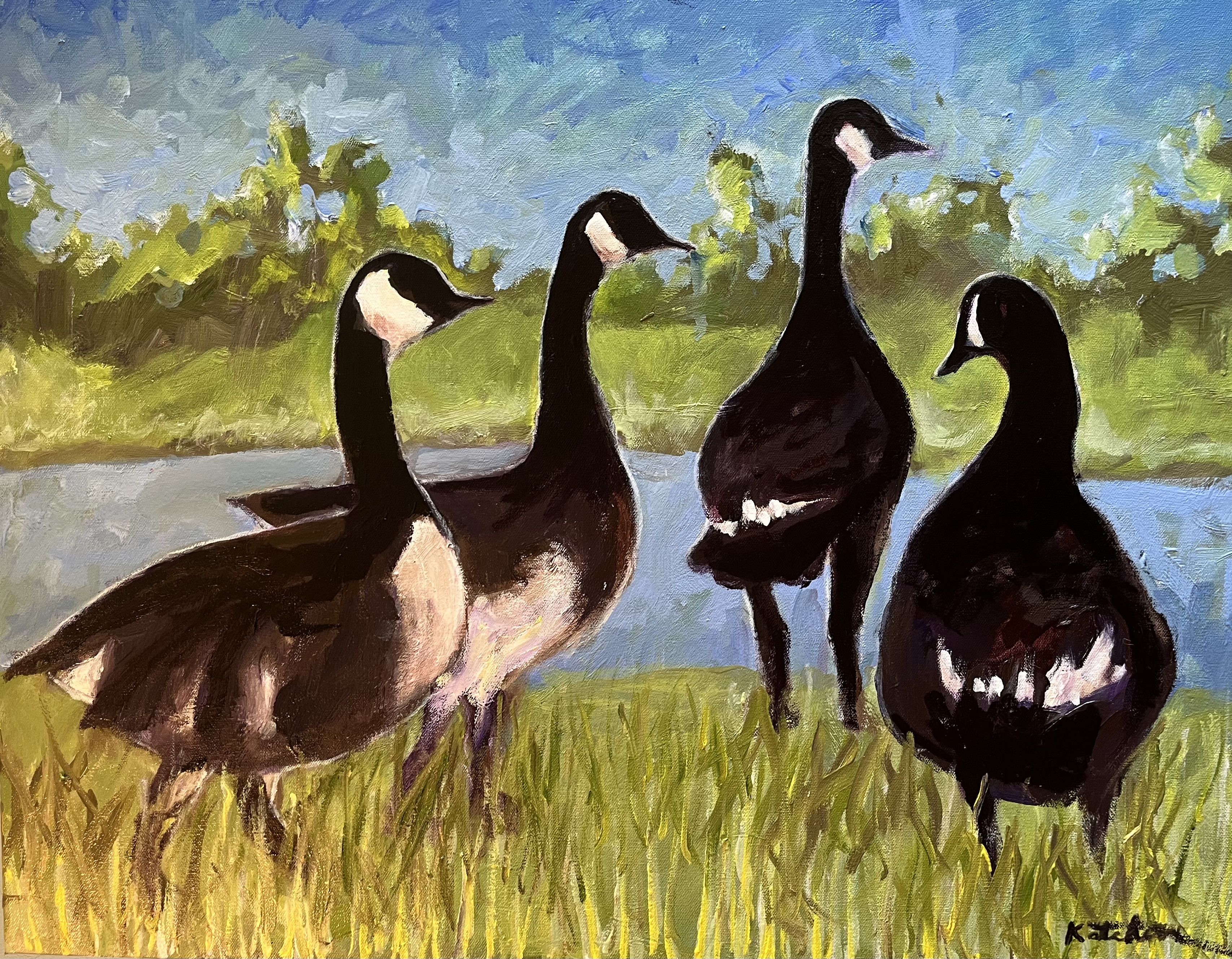 Canada geese by the lake