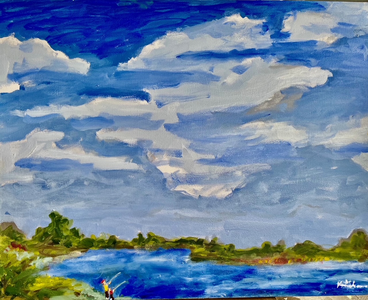 Lake landscape with dramatic clouds